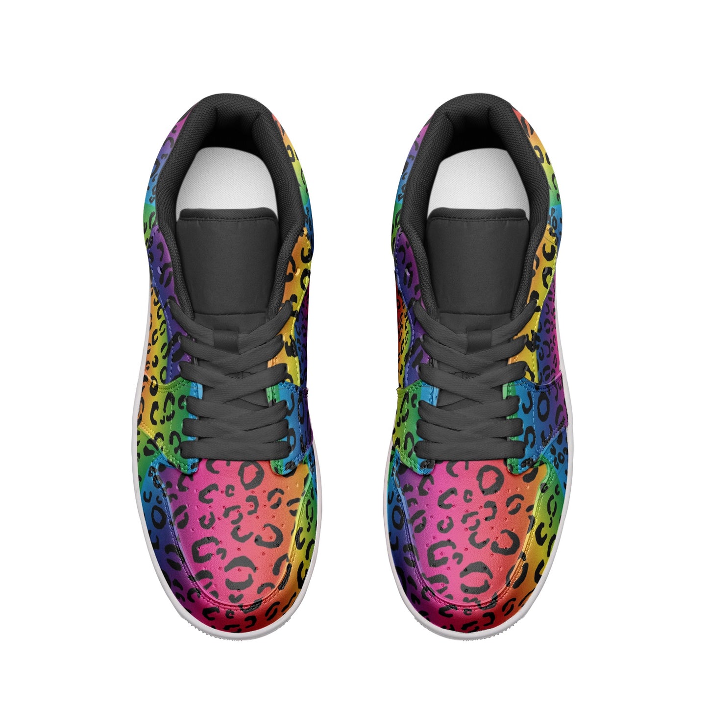 Rainbow Leopard Unisex Low Top Leather Sneakers - Wray Sports