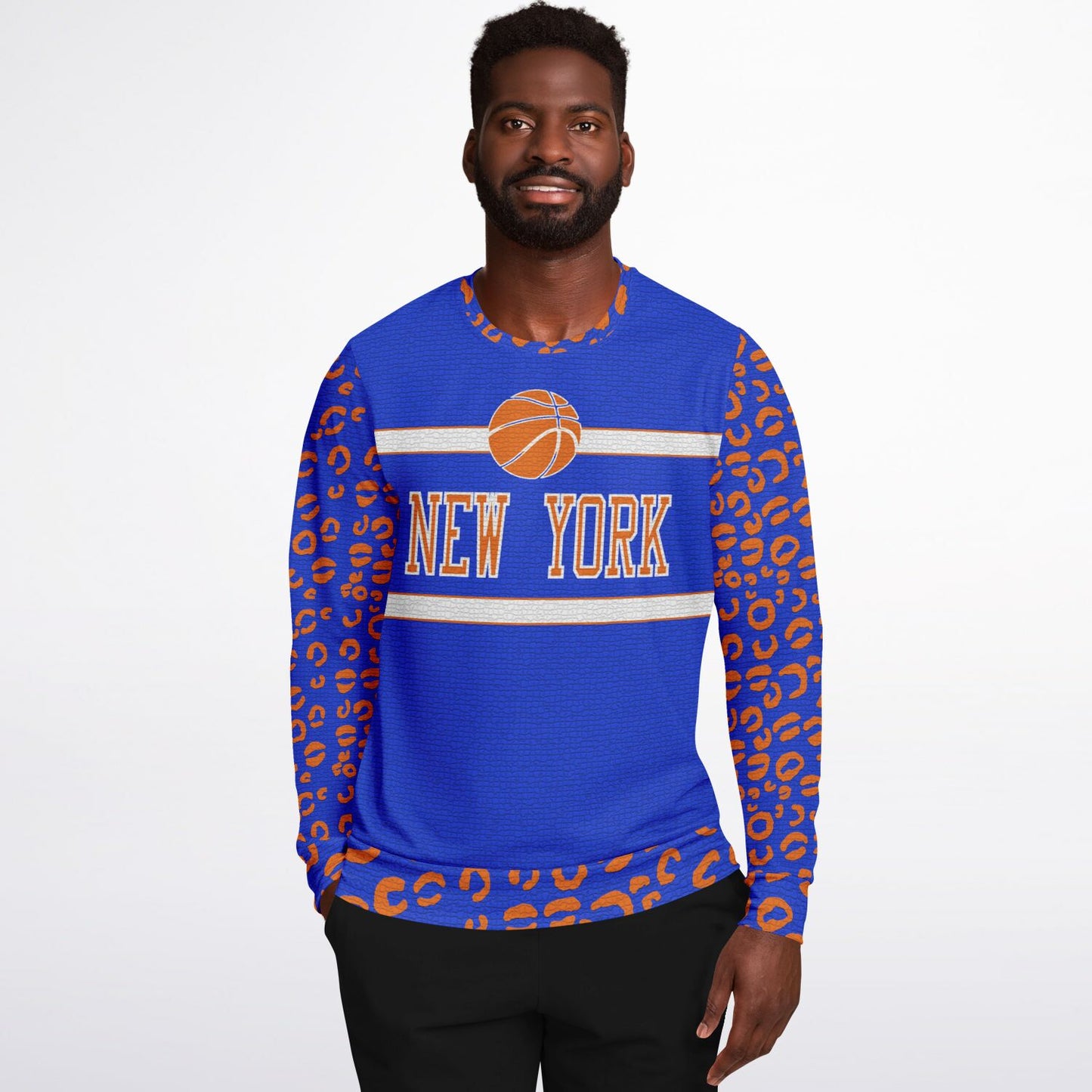 New York Knicks Color Inspired Mosaic Leopard Print Sweatshirt - Wray Sports