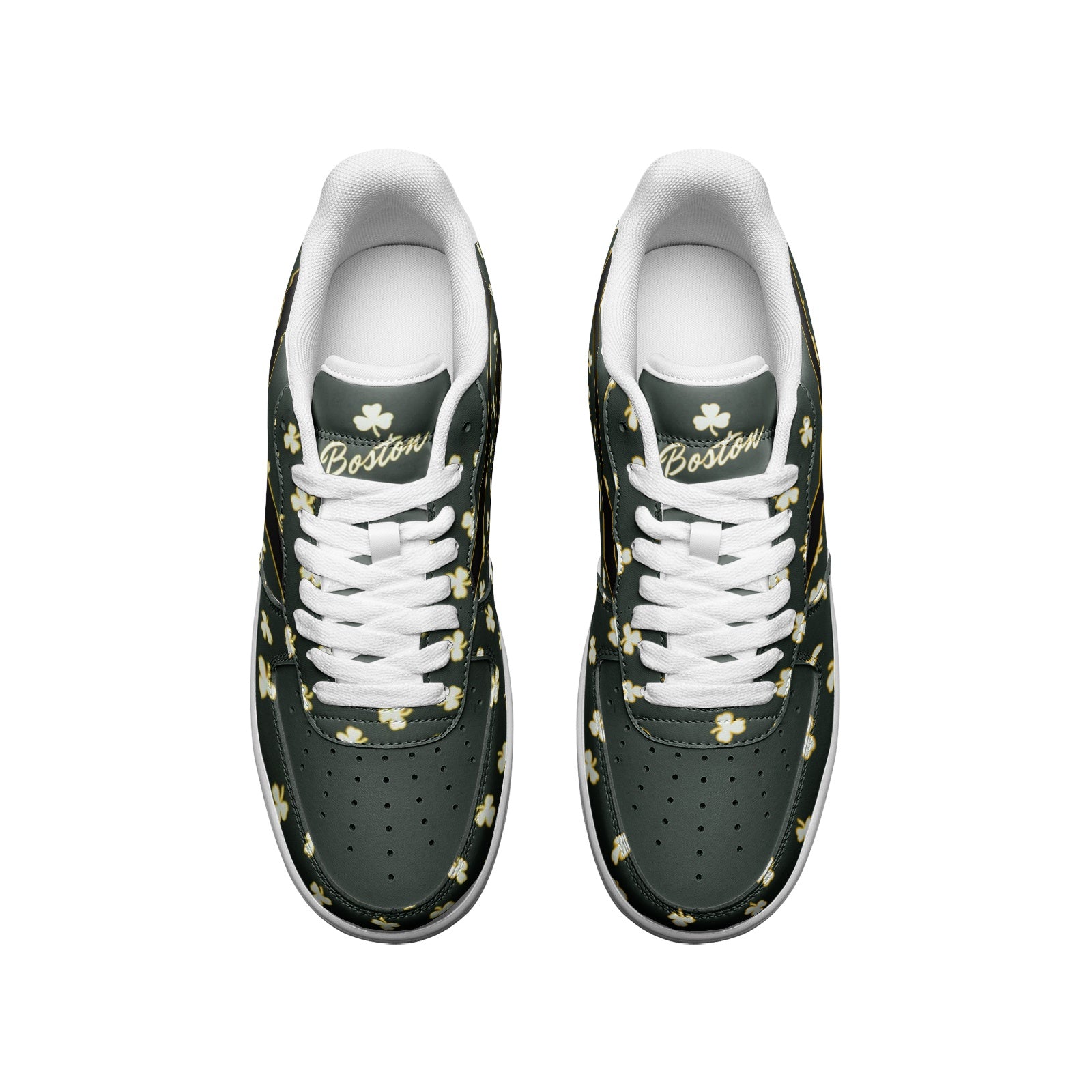Boston Celtics Inspired Classic Color Low Top Force Leather Sneakers - Wray Sports