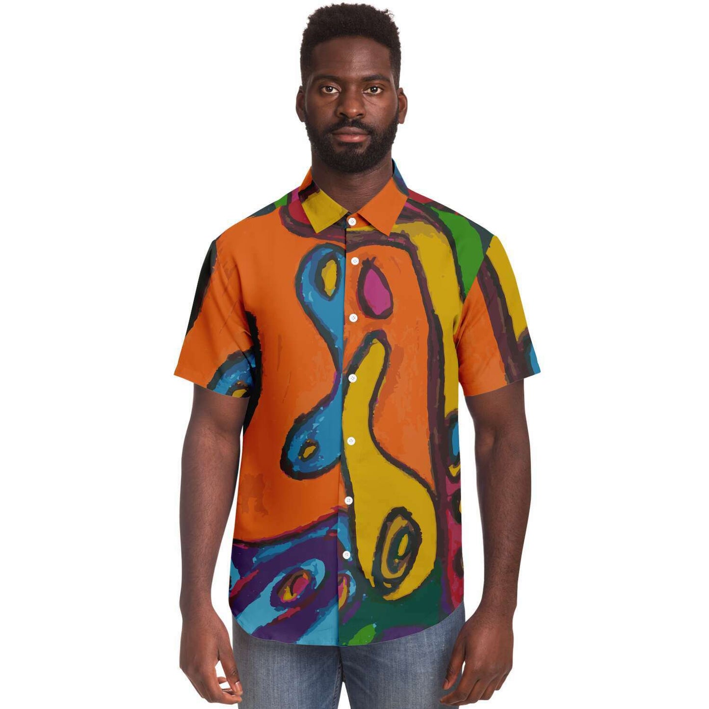 Funky Artist Print Button Down Shirt - Wray Sports
