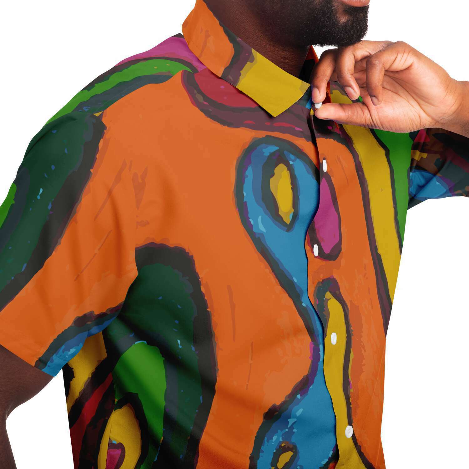 Funky Artist Print Button Down Shirt - Wray Sports