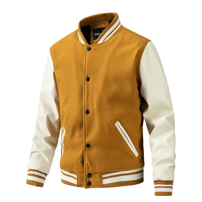 Varsity Leather Sleeve Plain College Letterman Jacket - Wray Sports