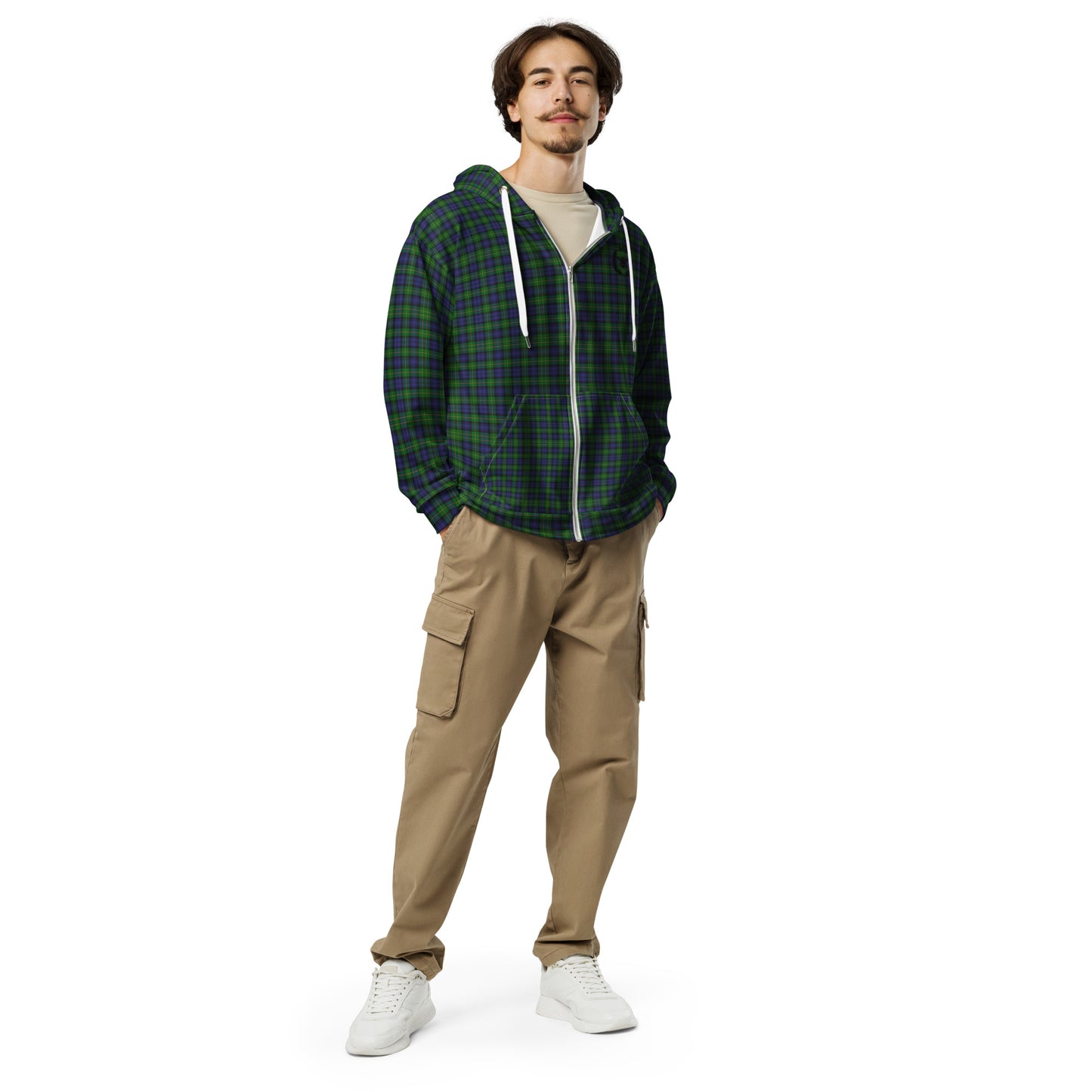 We Bees Royal Green Plaid Unisex zip hoodie - Wray Sports