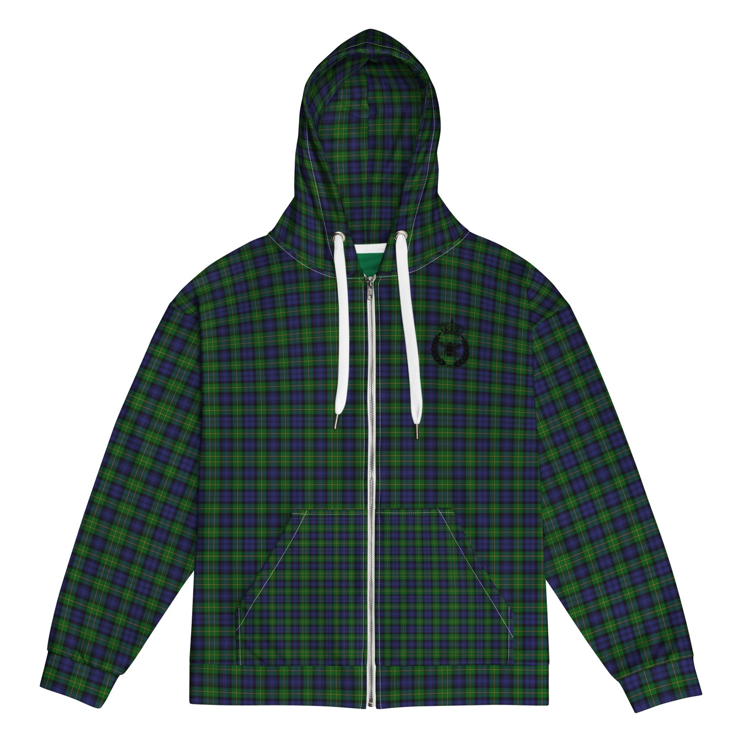 We Bees Royal Green Plaid Unisex zip hoodie - Wray Sports