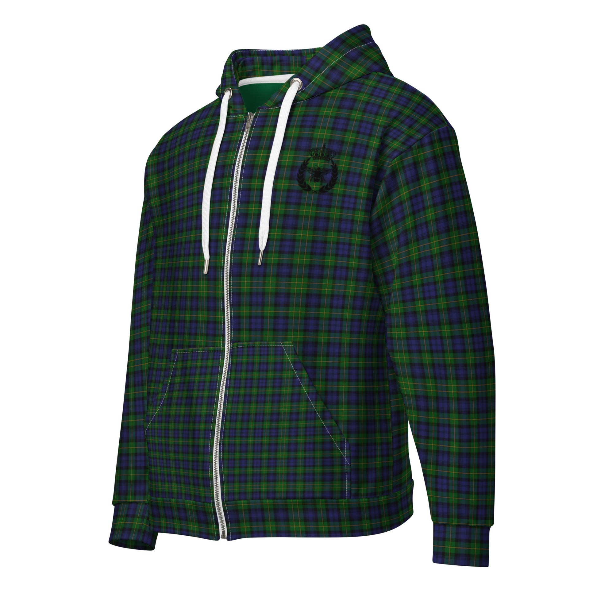 We Bees Royal Green Plaid Unisex zip hoodie - Wray Sports