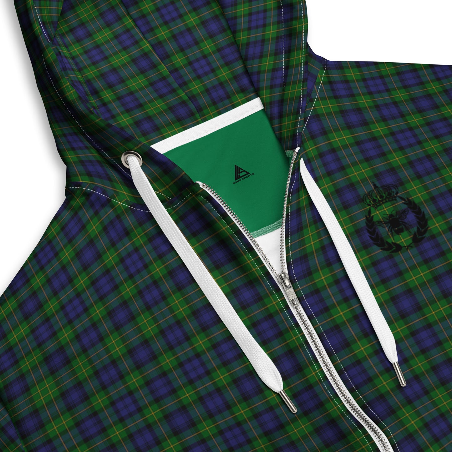 We Bees Royal Green Plaid Unisex zip hoodie - Wray Sports