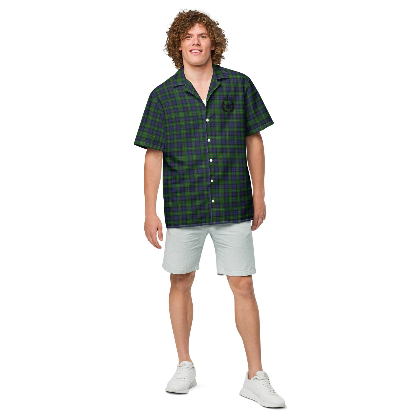 We Bees Royal Green Plaid Unisex button shirt - Wray Sports