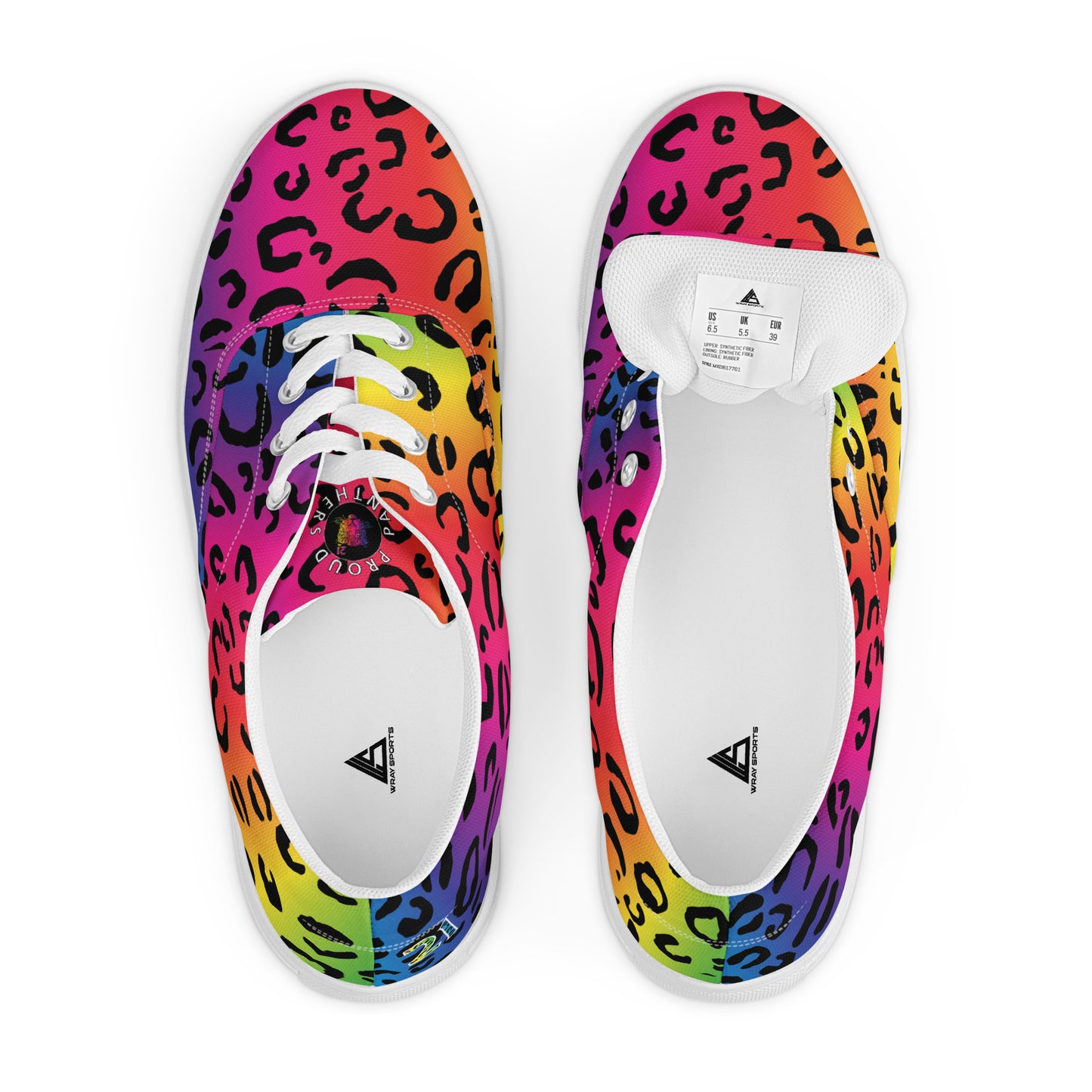 Proud Panthers 21 Rainbow Leopard Print Men’s lace-up canvas shoes