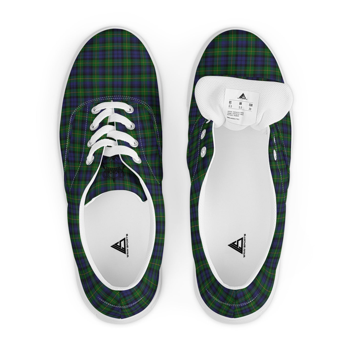 We Bees Royal Green Plaid Men’s lace-up canvas shoes