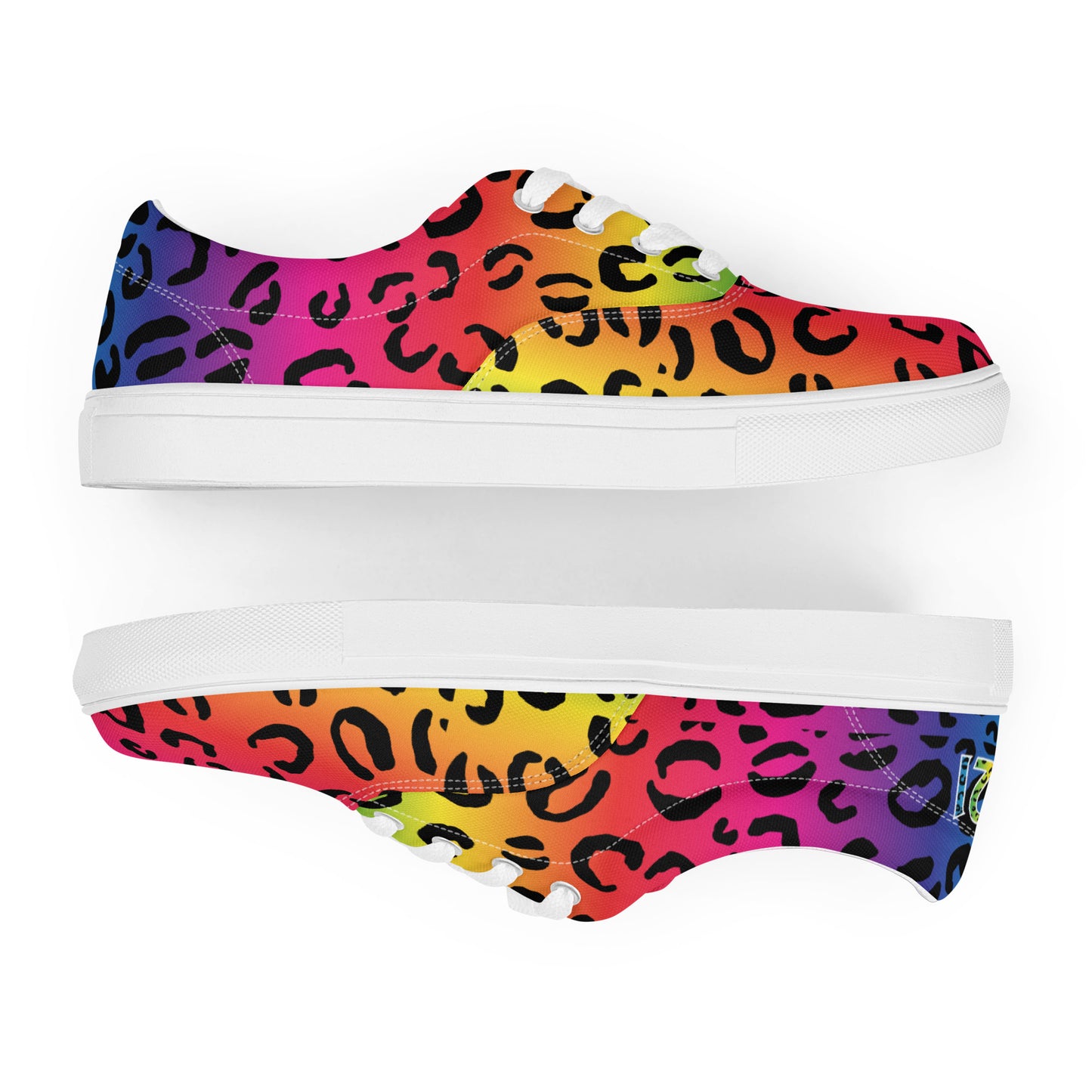 Proud Panthers 21 Rainbow Leopard Print Men’s lace-up canvas shoes