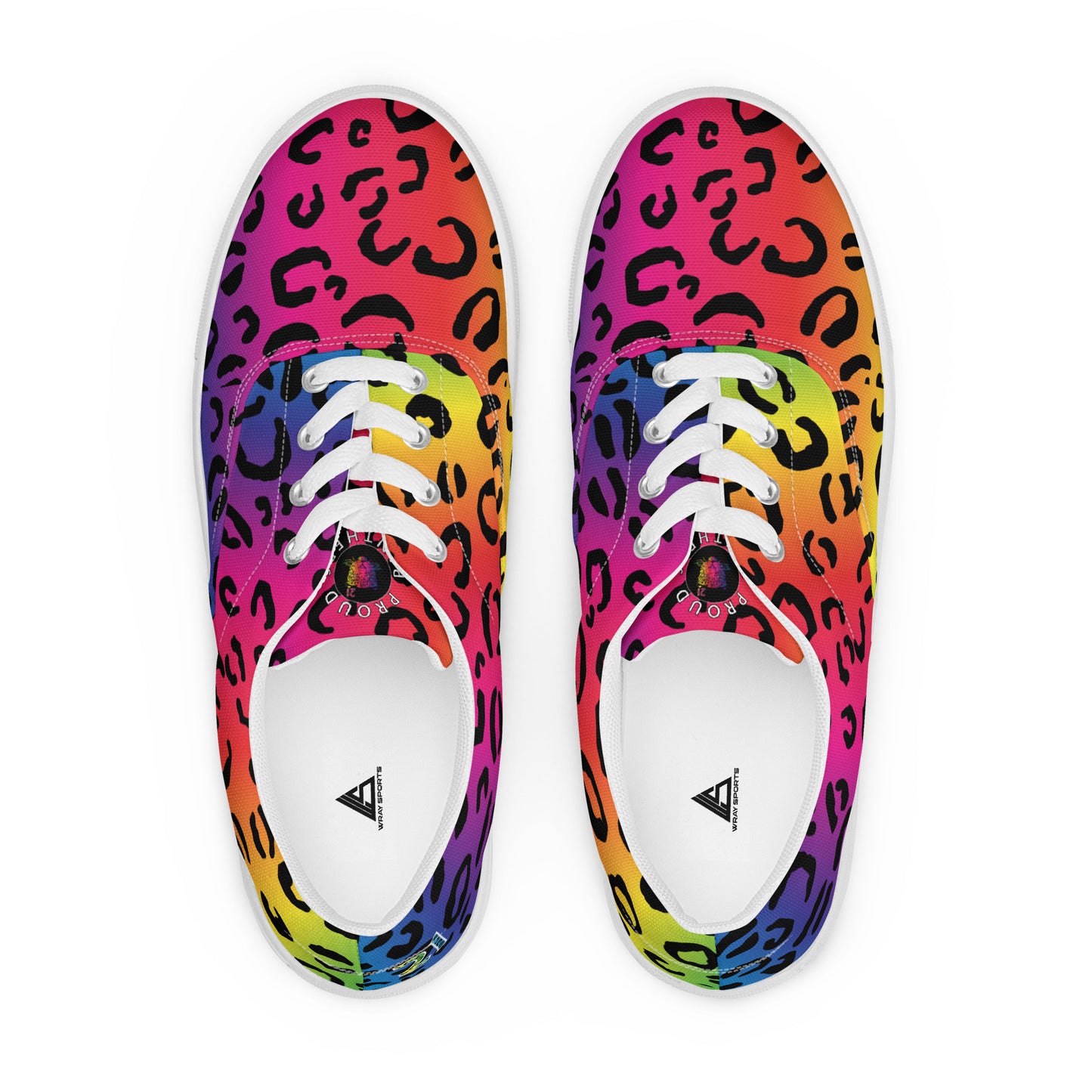 Proud Panthers 21 Rainbow Leopard Print Men’s lace-up canvas shoes