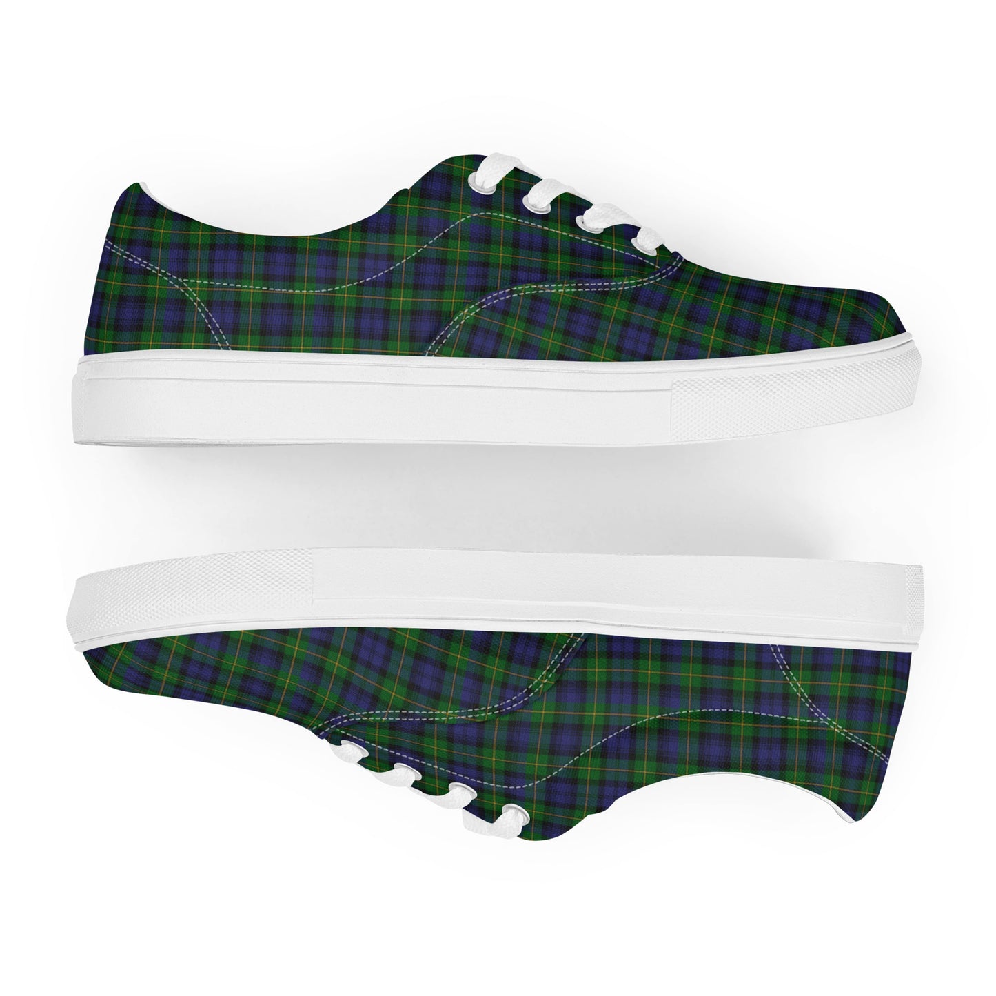 We Bees Royal Green Plaid Men’s lace-up canvas shoes