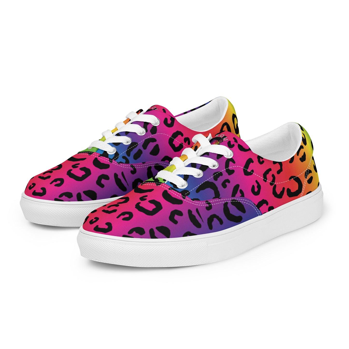 Proud Panthers 21 Rainbow Leopard Print Men’s lace-up canvas shoes