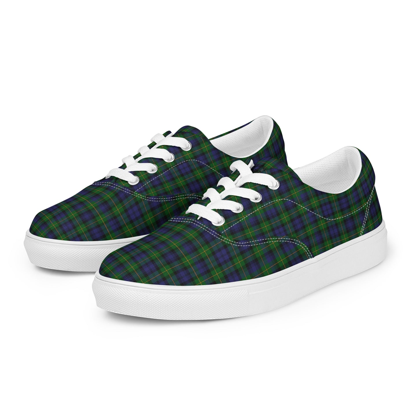 We Bees Royal Green Plaid Men’s lace-up canvas shoes