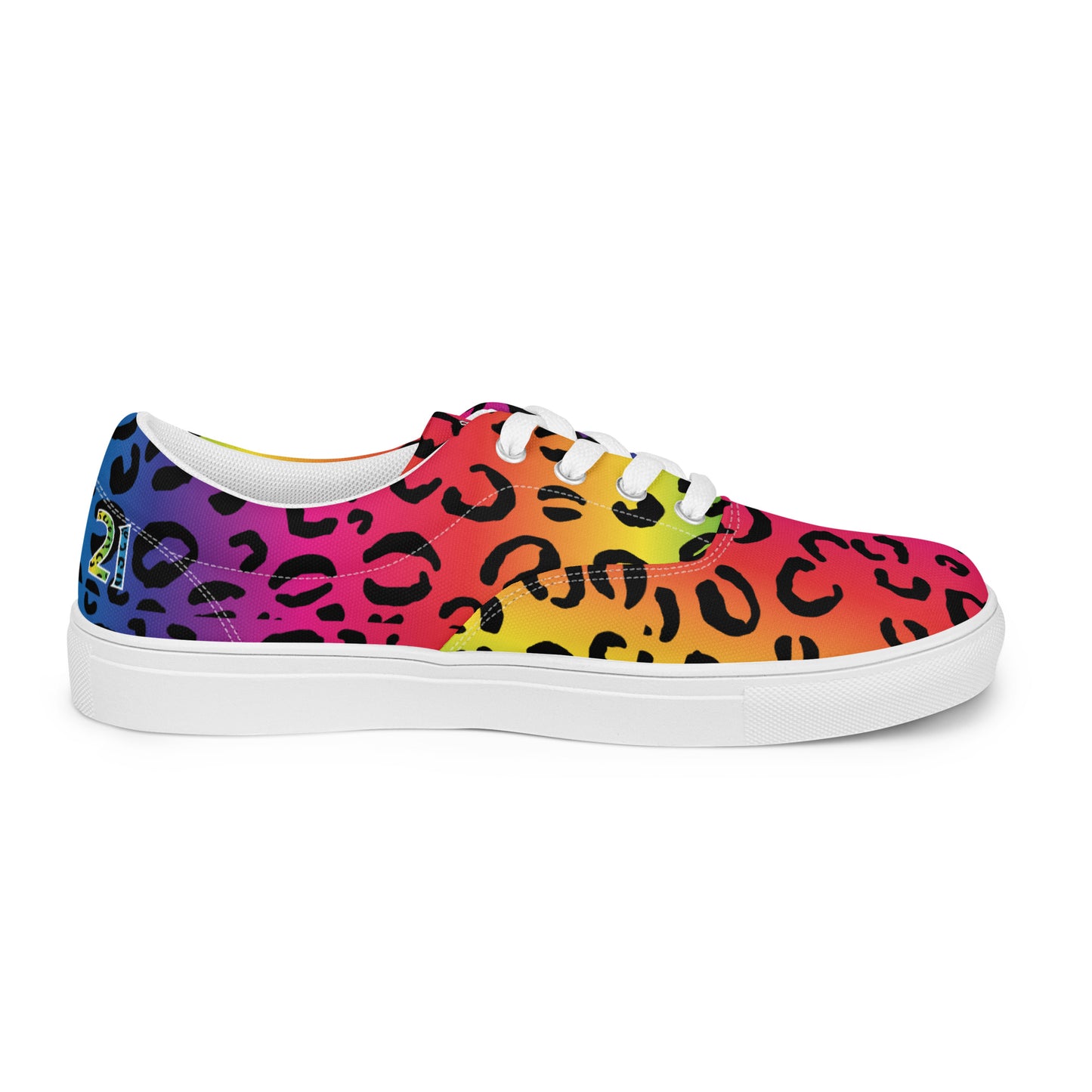 Proud Panthers 21 Rainbow Leopard Print Men’s lace-up canvas shoes