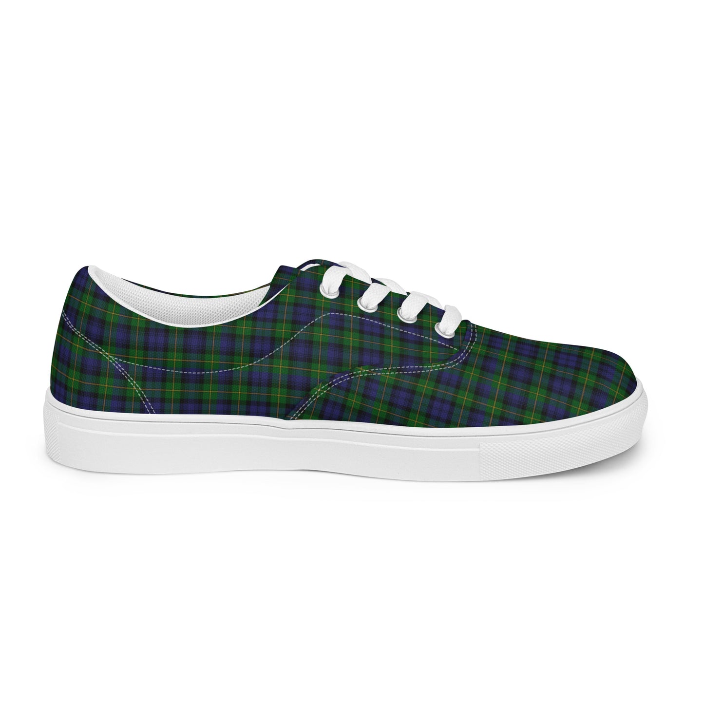 We Bees Royal Green Plaid Men’s lace-up canvas shoes