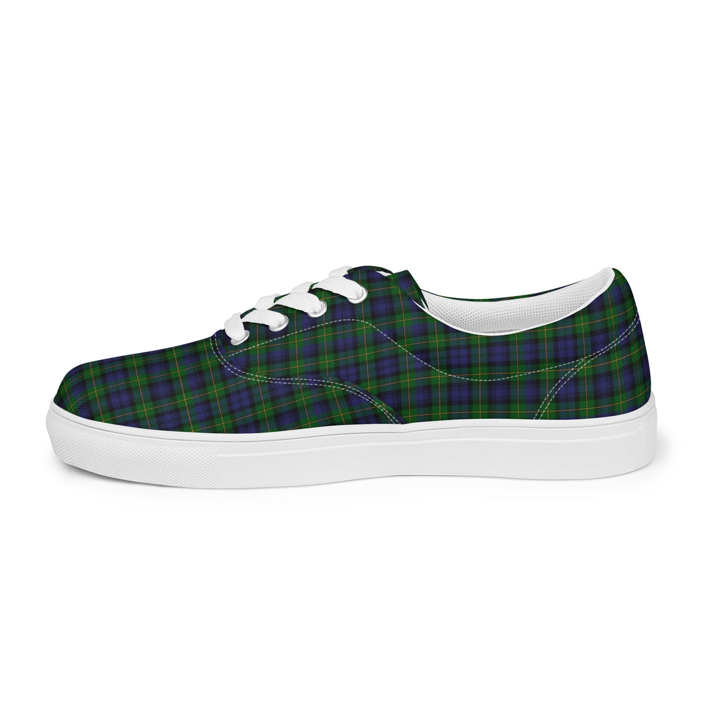 We Bees Royal Green Plaid Men’s lace-up canvas shoes