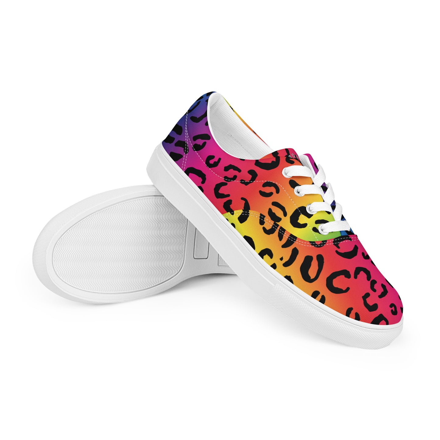 Proud Panthers 21 Rainbow Leopard Print Men’s lace-up canvas shoes