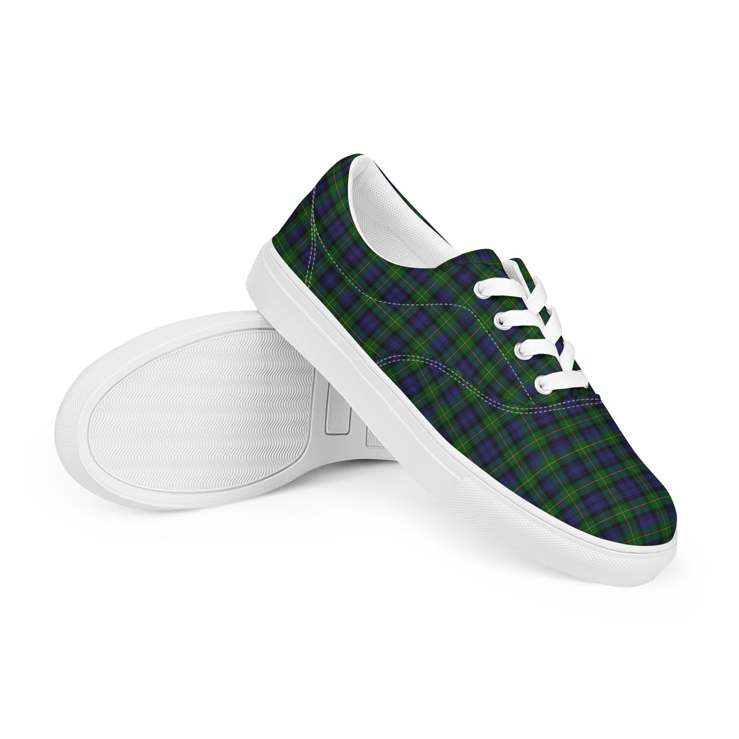 We Bees Royal Green Plaid Men’s lace-up canvas shoes