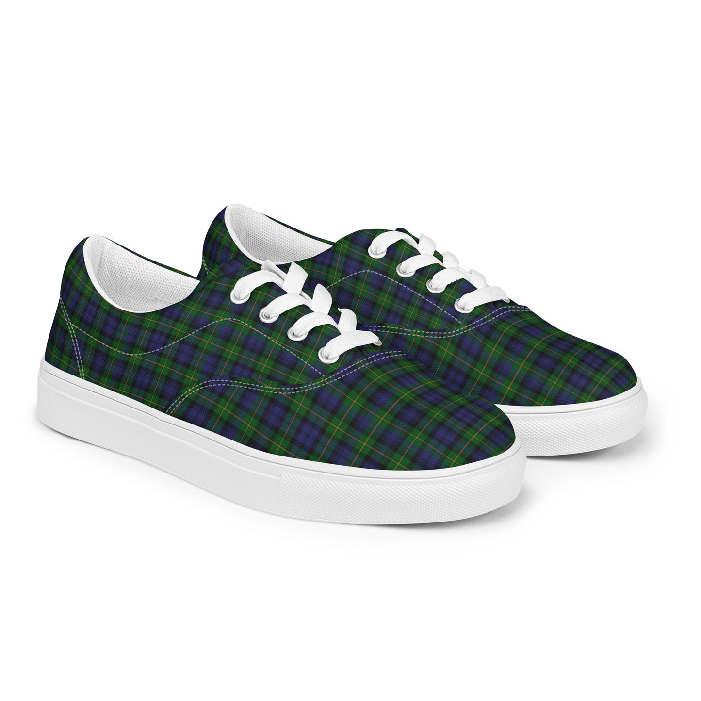 We Bees Royal Green Plaid Men’s lace-up canvas shoes