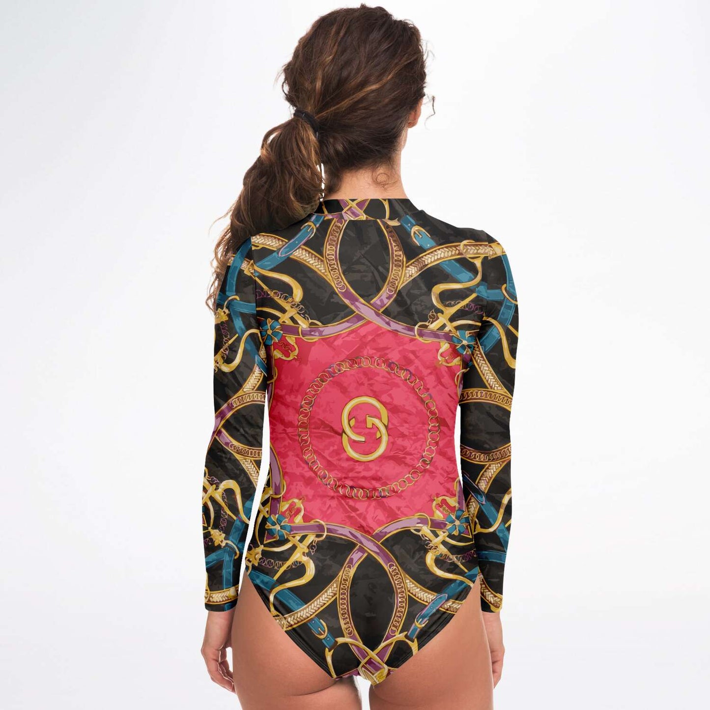 Pink Equestrian Scarf Print Body Suit - Wray Sports