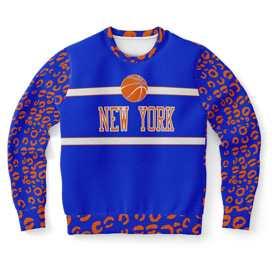 New York Knicks Color Inspired Mosaic Leopard Print Sweatshirt - Wray Sports