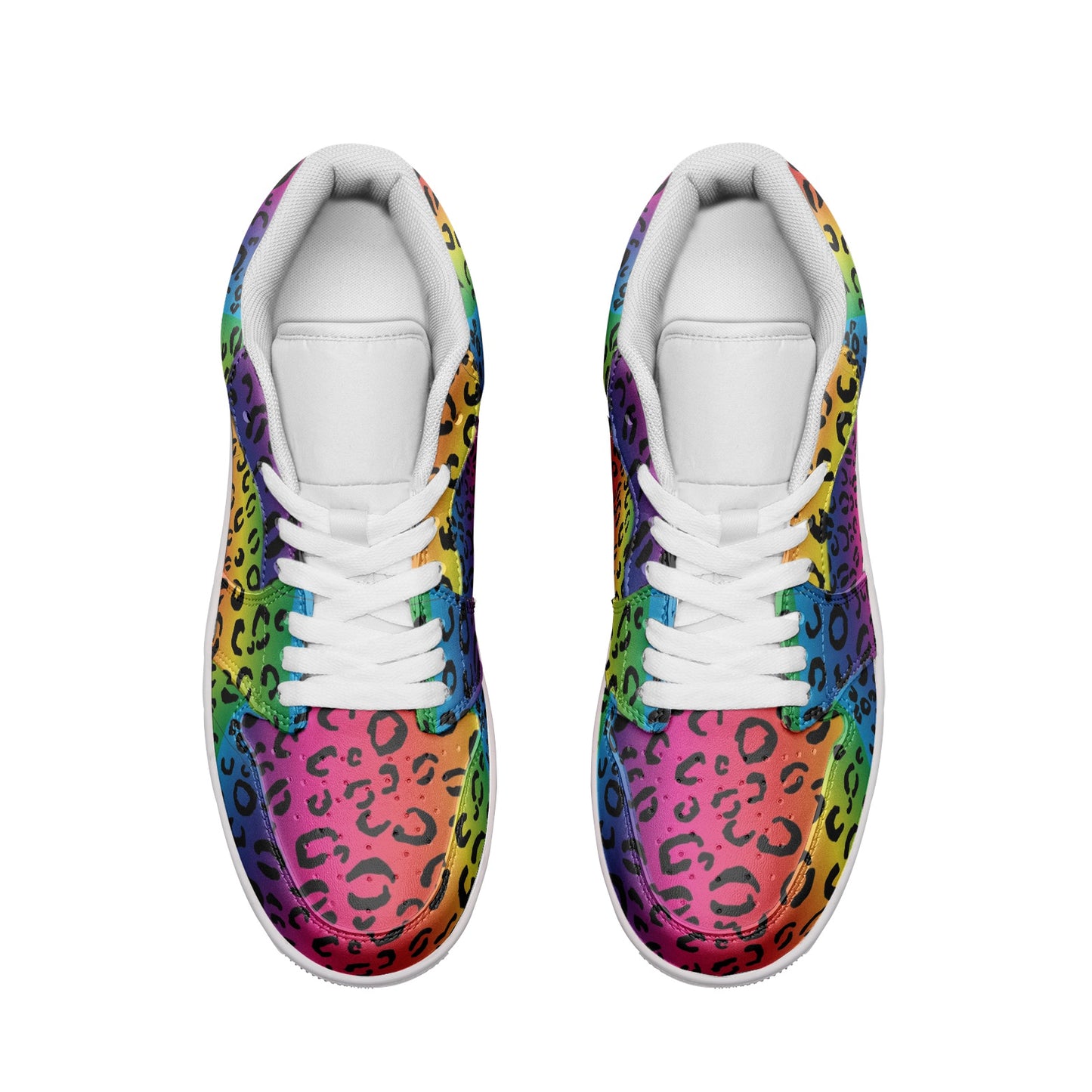 Rainbow Leopard Unisex Low Top Leather Sneakers - Wray Sports