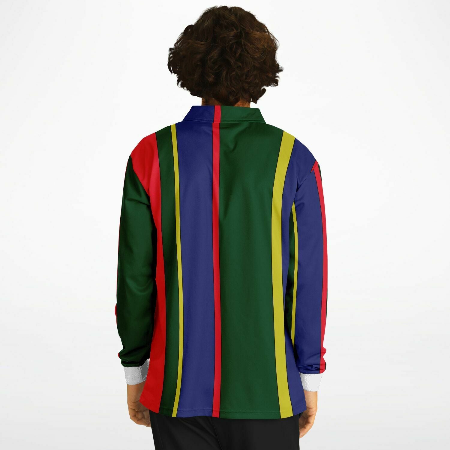 90s Style Long Sleeved Striped Polo Shirt - Wray Sports