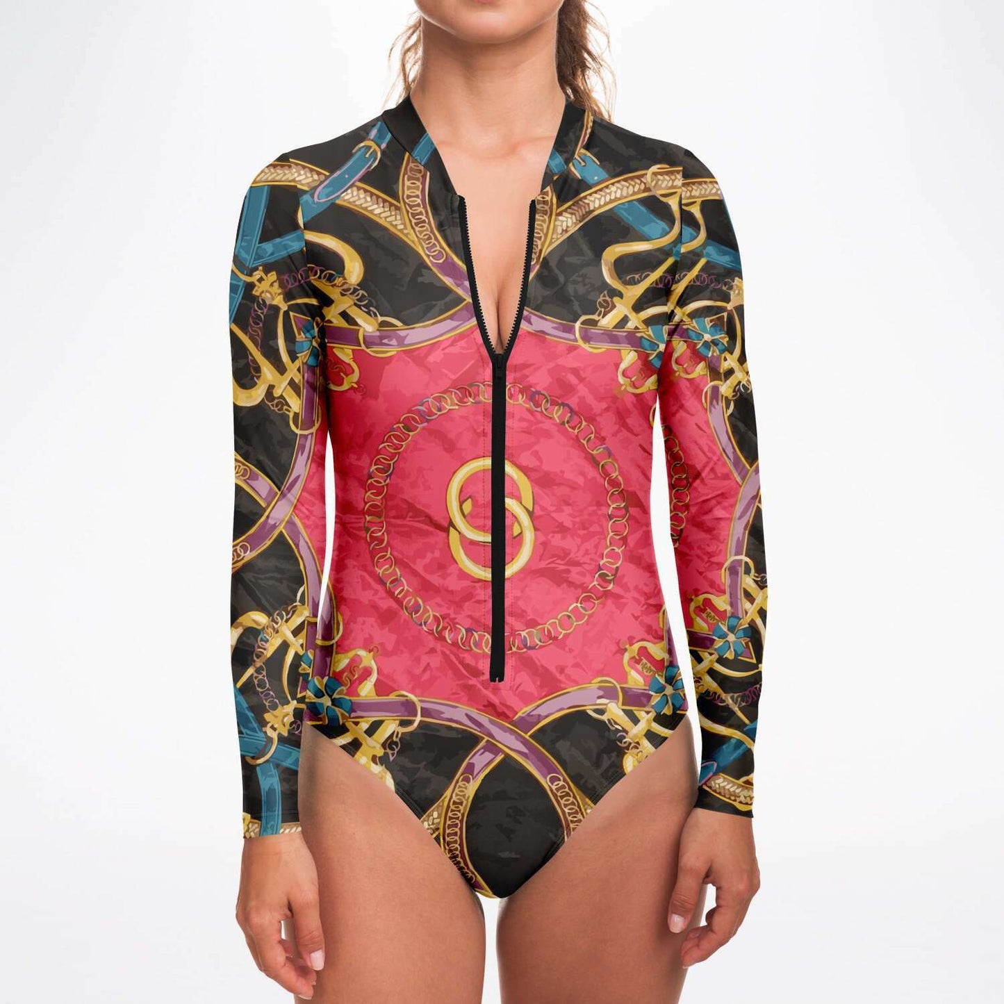 Pink Equestrian Scarf Print Body Suit - Wray Sports