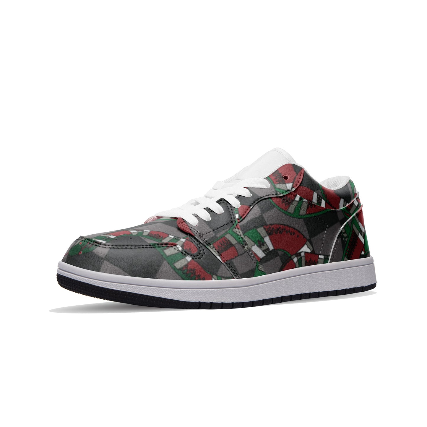 Classic Checkered Designer Snake Low Top Leather Sneakers - Wray Sports