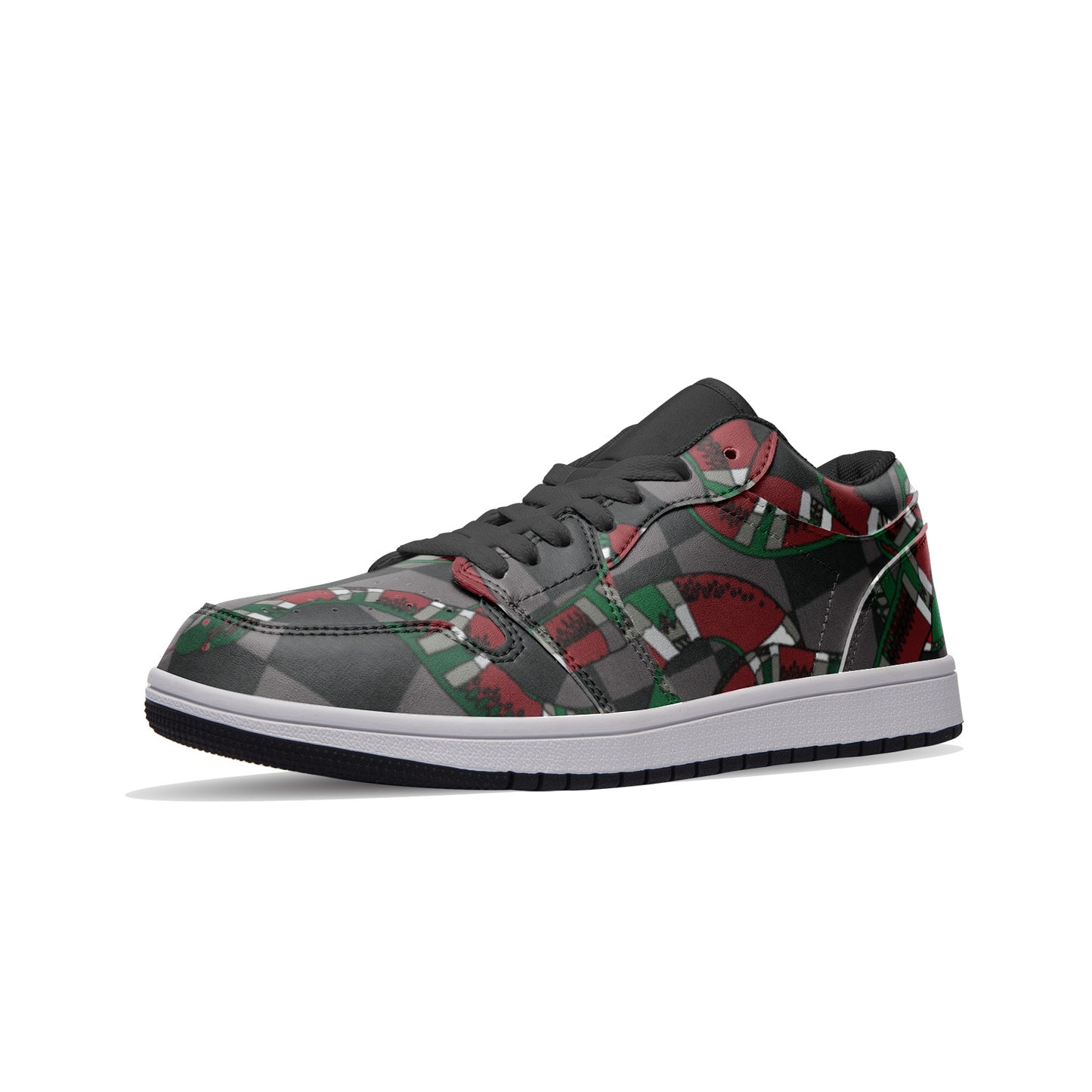 Classic Checkered Designer Snake Low Top Leather Sneakers - Wray Sports