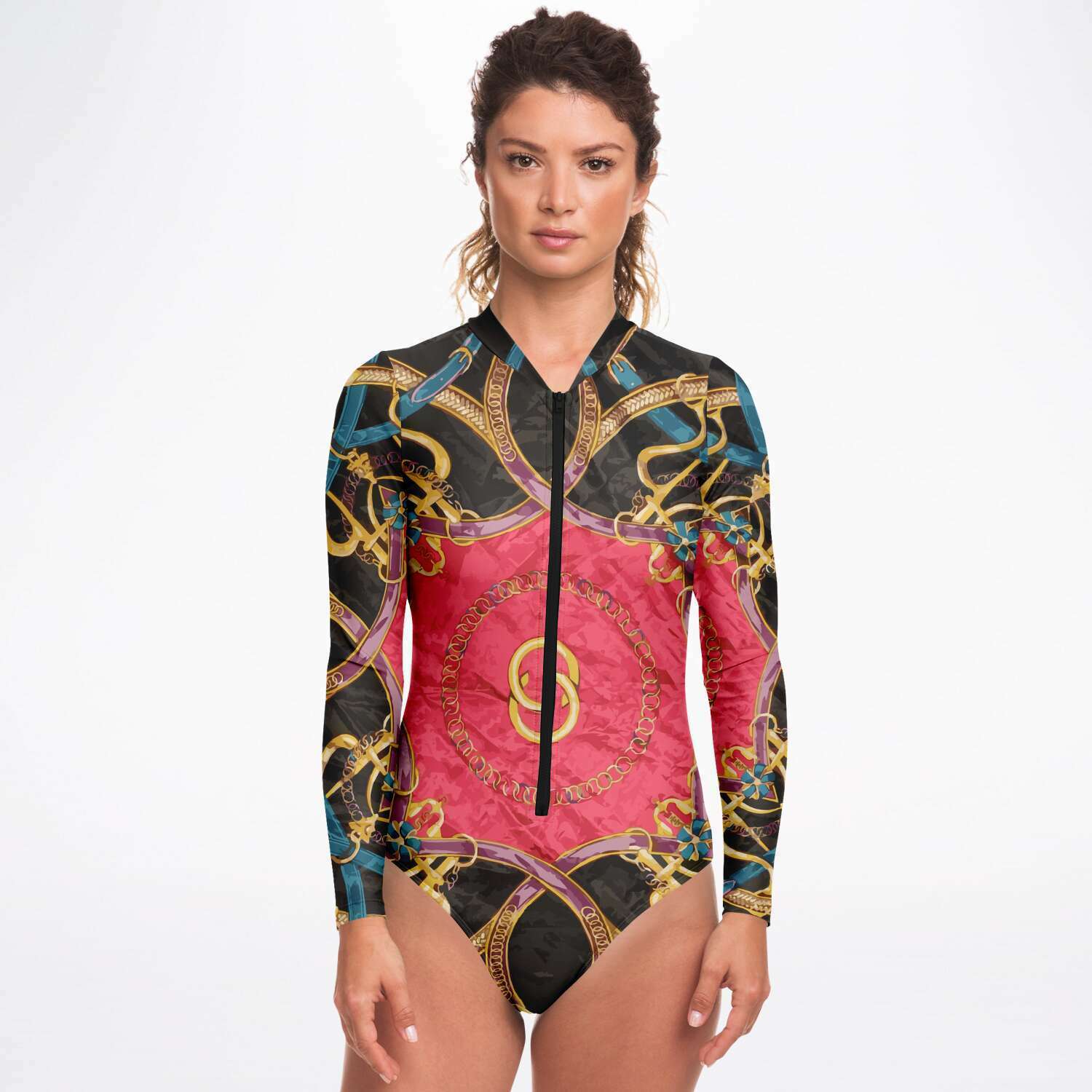 Pink Equestrian Scarf Print Body Suit - Wray Sports