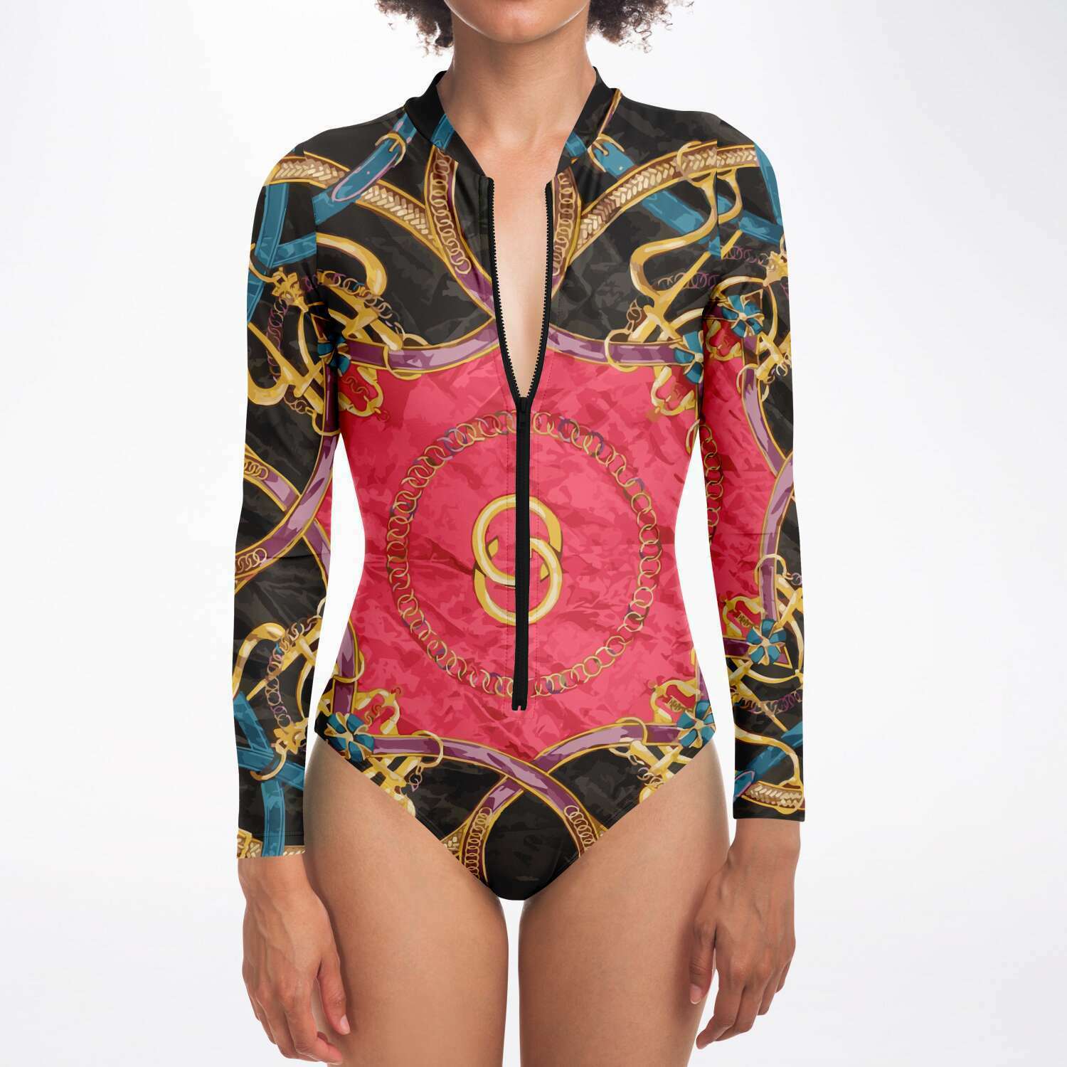 Pink Equestrian Scarf Print Body Suit - Wray Sports
