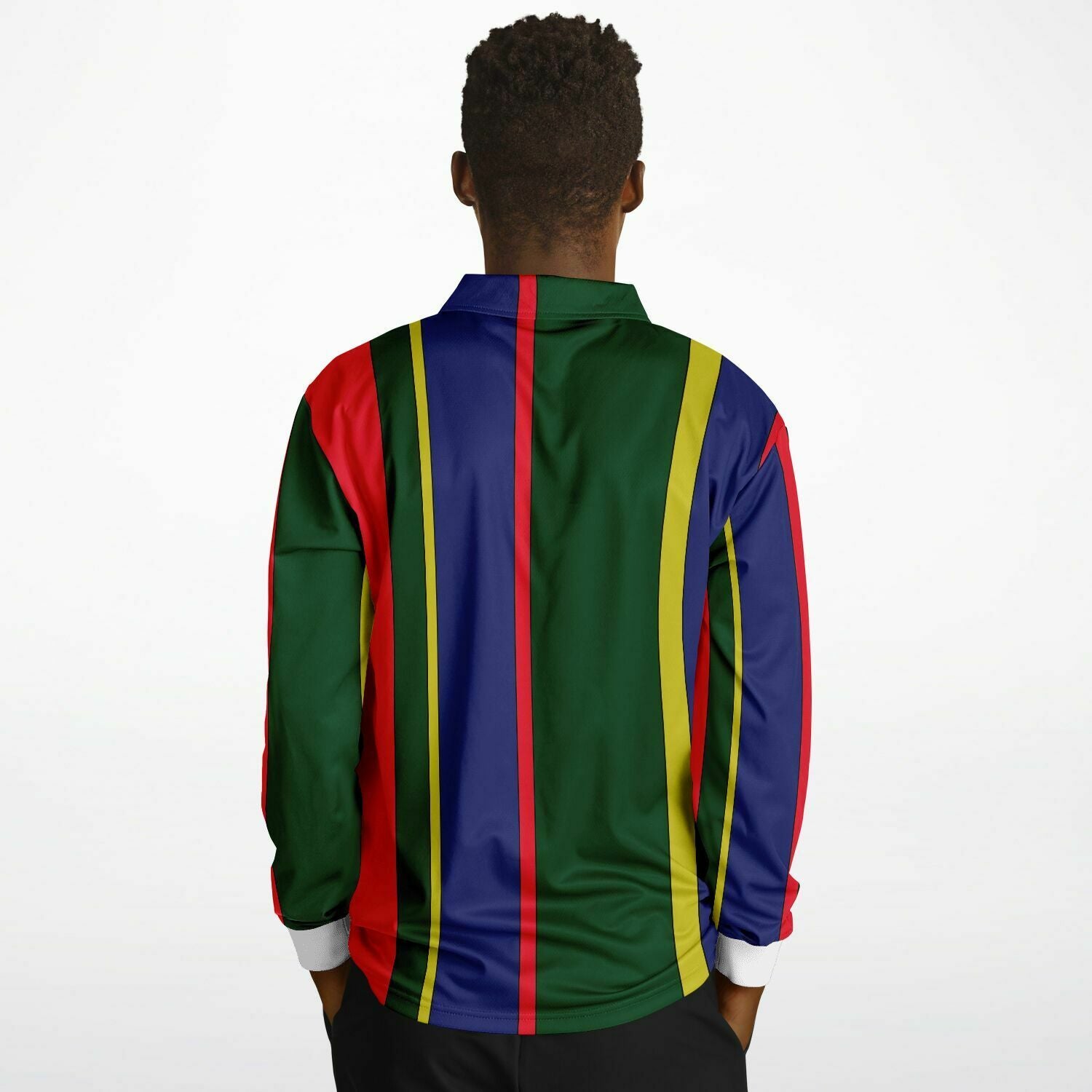 90s Style Long Sleeved Striped Polo Shirt - Wray Sports