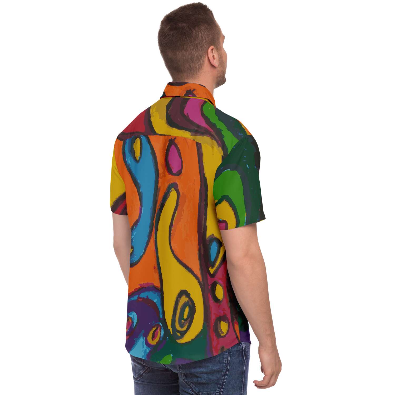 Funky Artist Print Button Down Shirt - Wray Sports