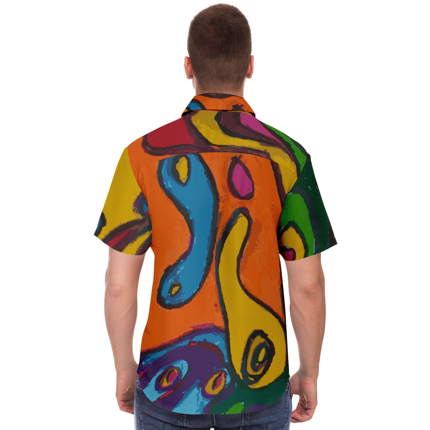 Funky Artist Print Button Down Shirt - Wray Sports