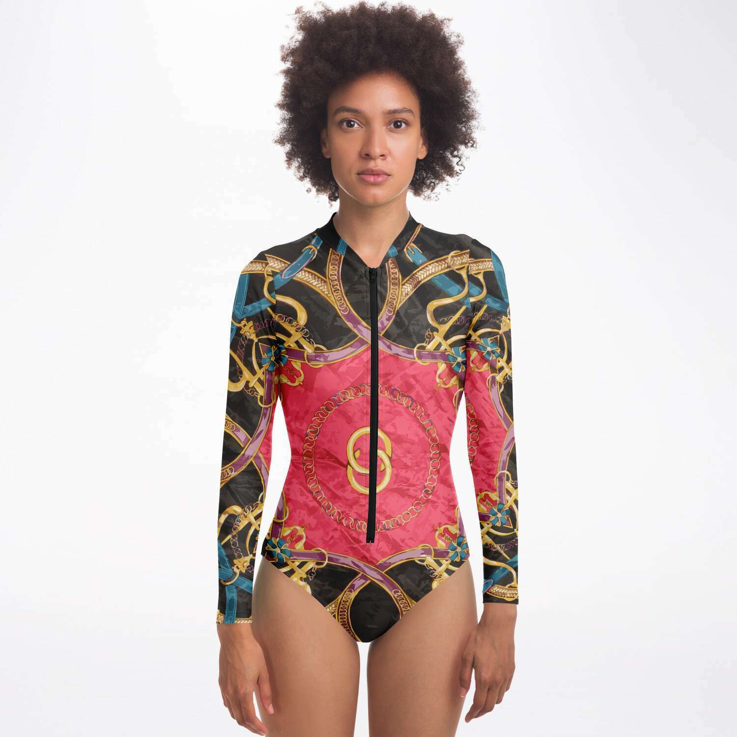 Pink Equestrian Scarf Print Body Suit - Wray Sports