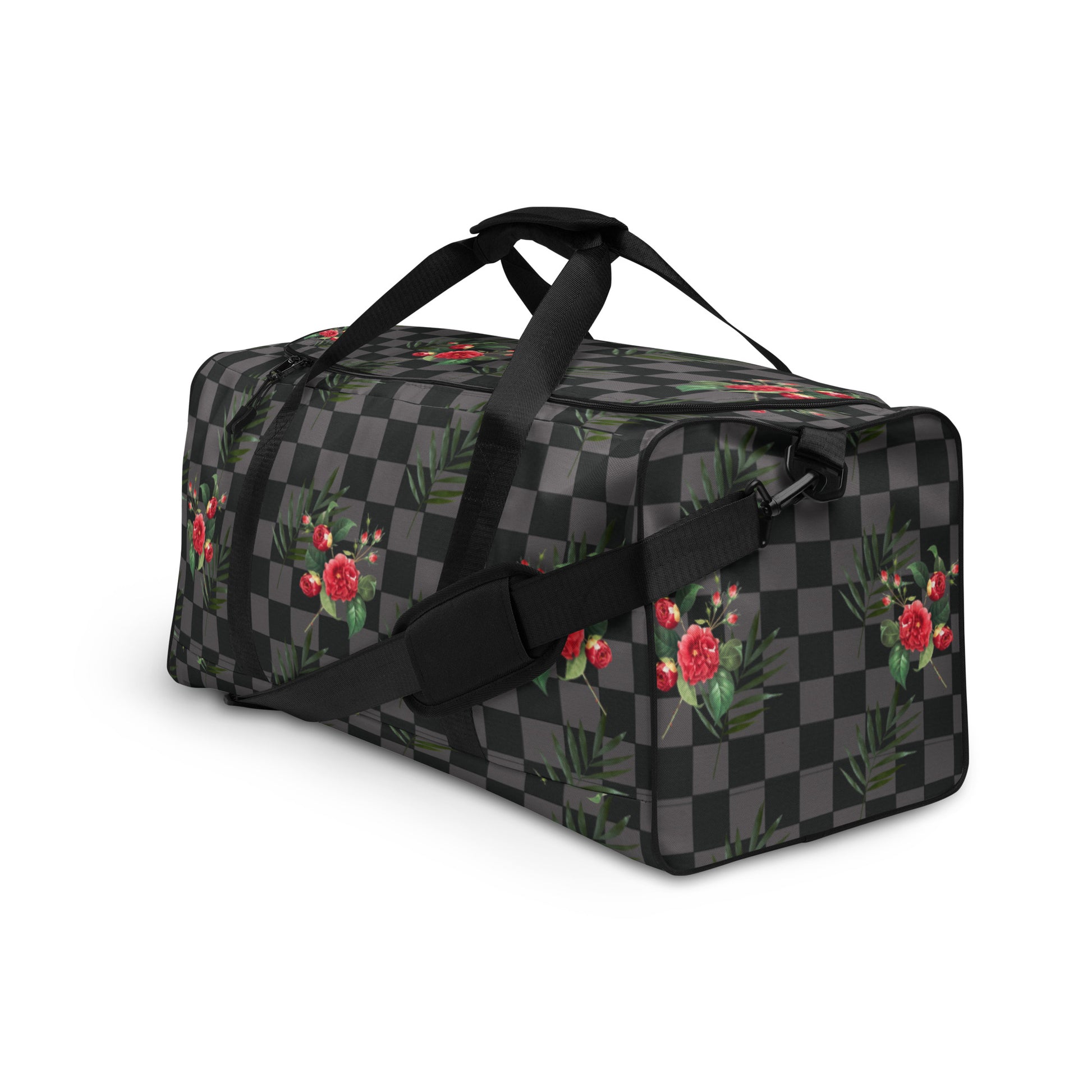 Flower Leaf Classic Plaid Design Hand Held Gym Luggage Travel Bag - Wray Sports