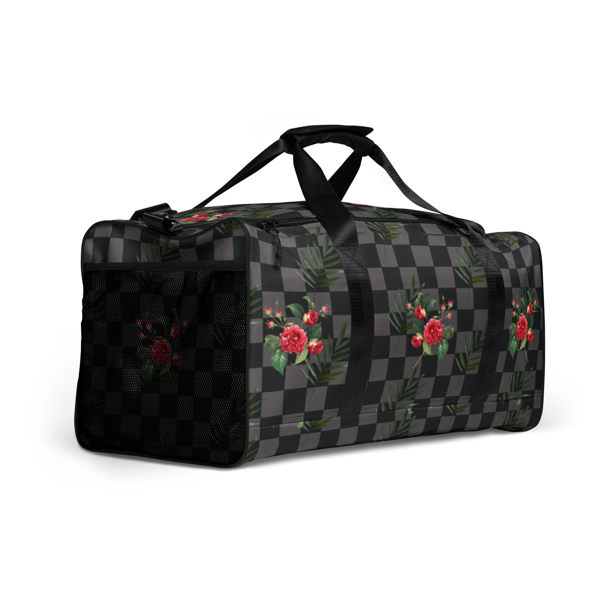 Flower Leaf Classic Plaid Design Hand Held Gym Luggage Travel Bag - Wray Sports