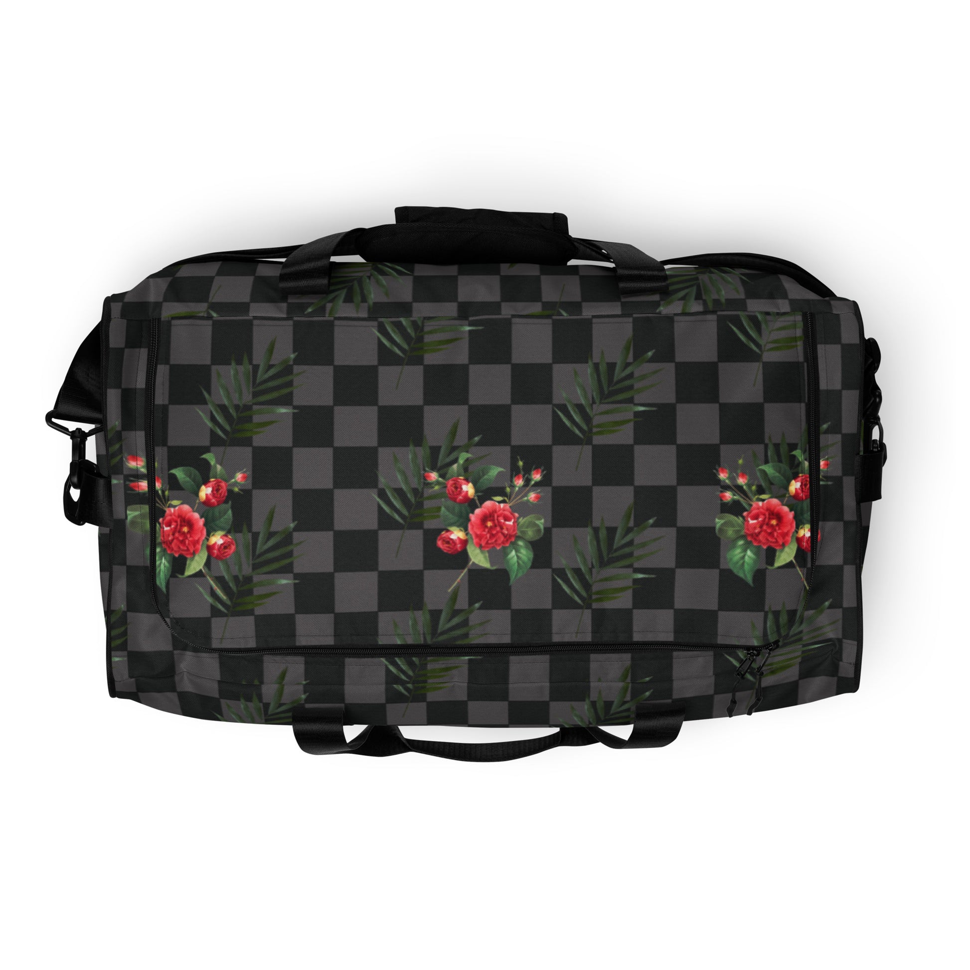 Flower Leaf Classic Plaid Design Hand Held Gym Luggage Travel Bag - Wray Sports