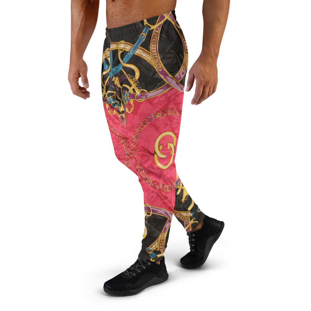 Pink Equestrian Scarf Print Men's Sweatpants - Wray Sports