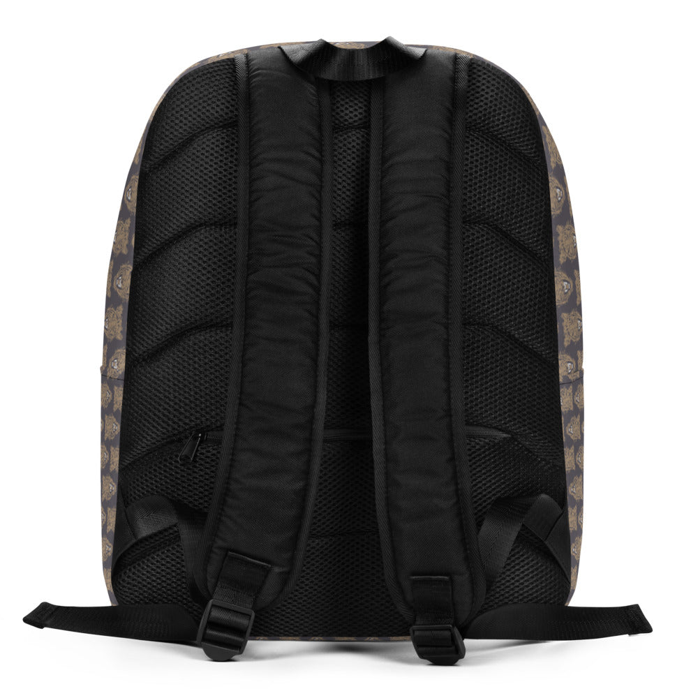 Gold Grey Tiger Face Print Minimalist Backpack - Wray Sports