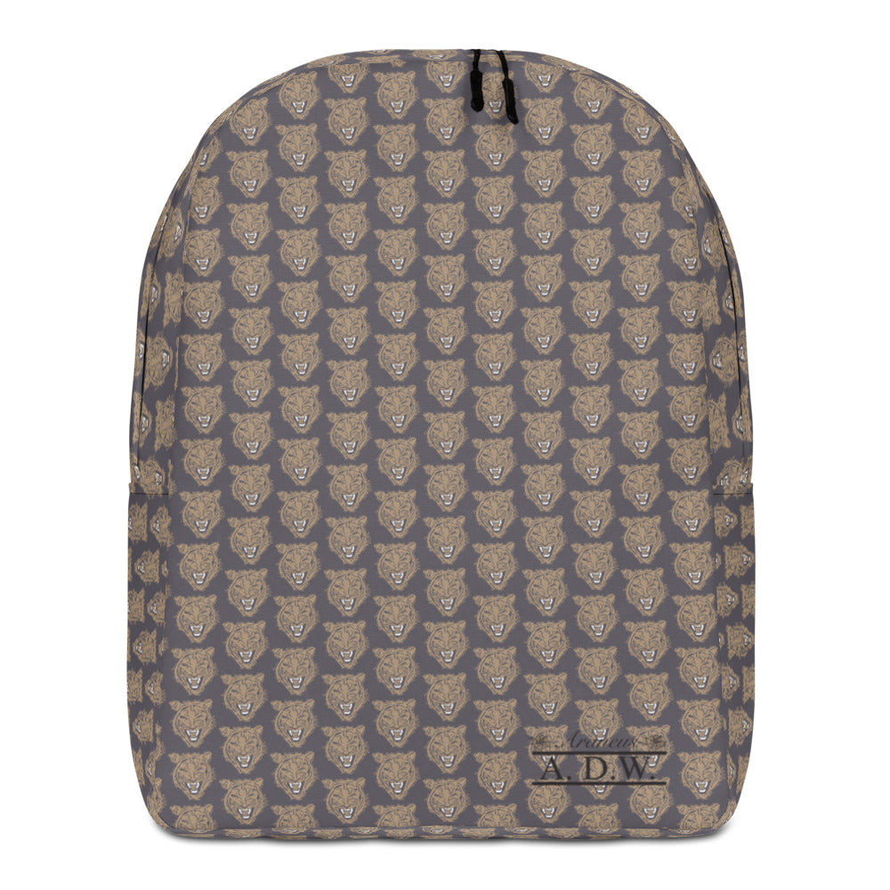 Gold Grey Tiger Face Print Minimalist Backpack - Wray Sports