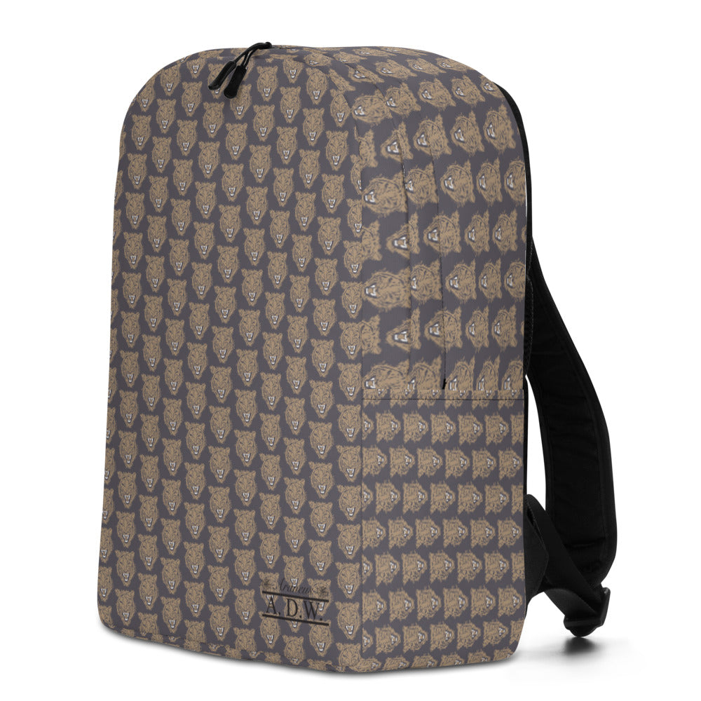 Gold Grey Tiger Face Print Minimalist Backpack - Wray Sports