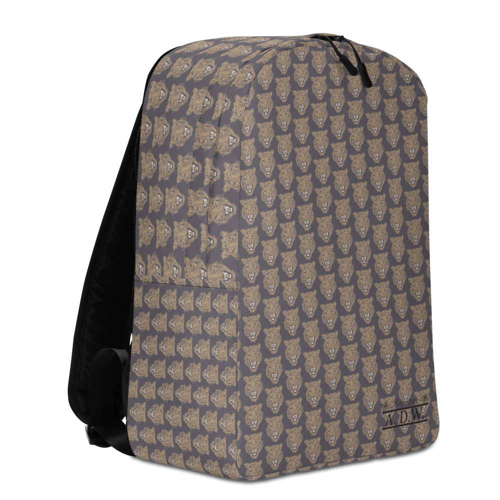 Gold Grey Tiger Face Print Minimalist Backpack - Wray Sports