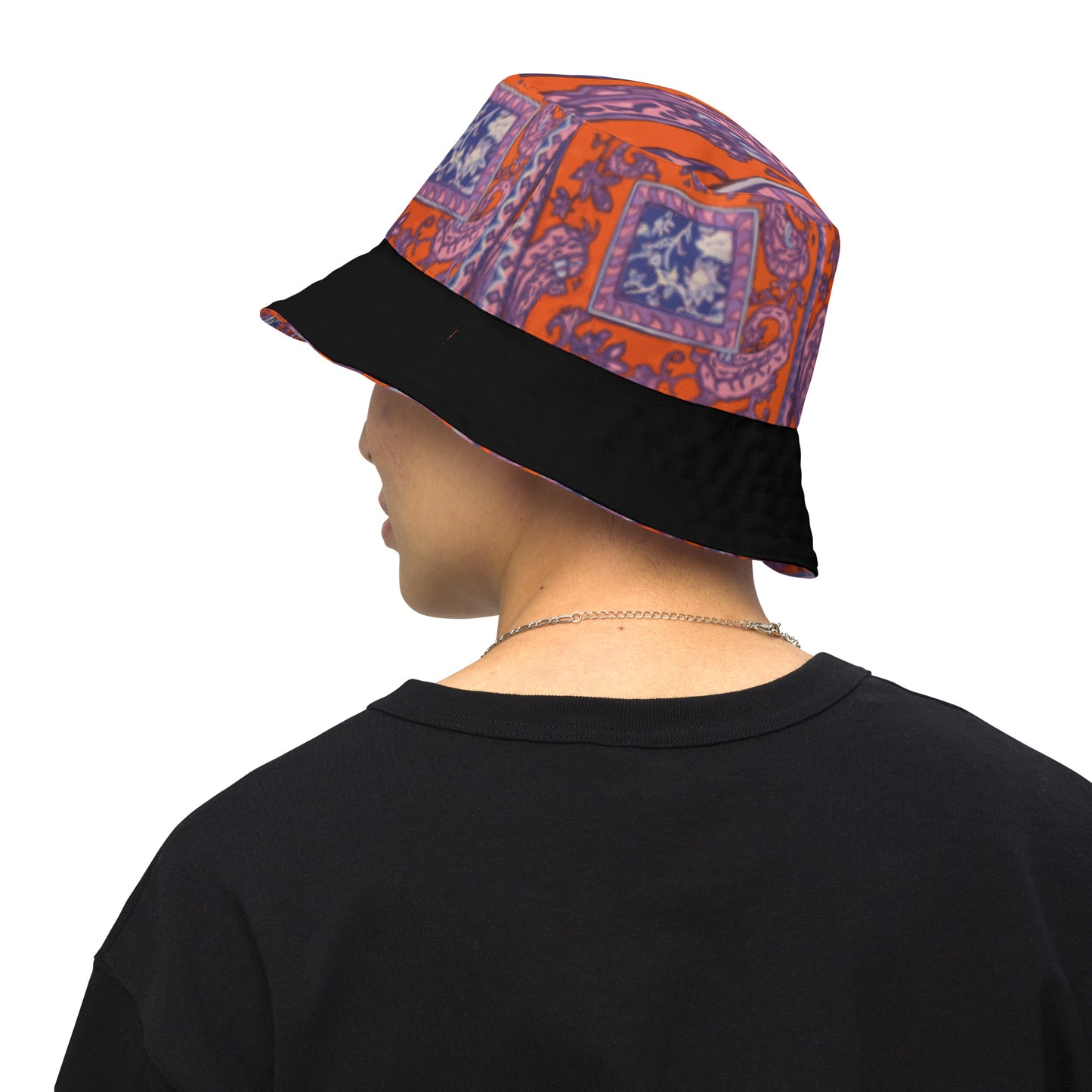 Orange Paisley Reversible bucket hat