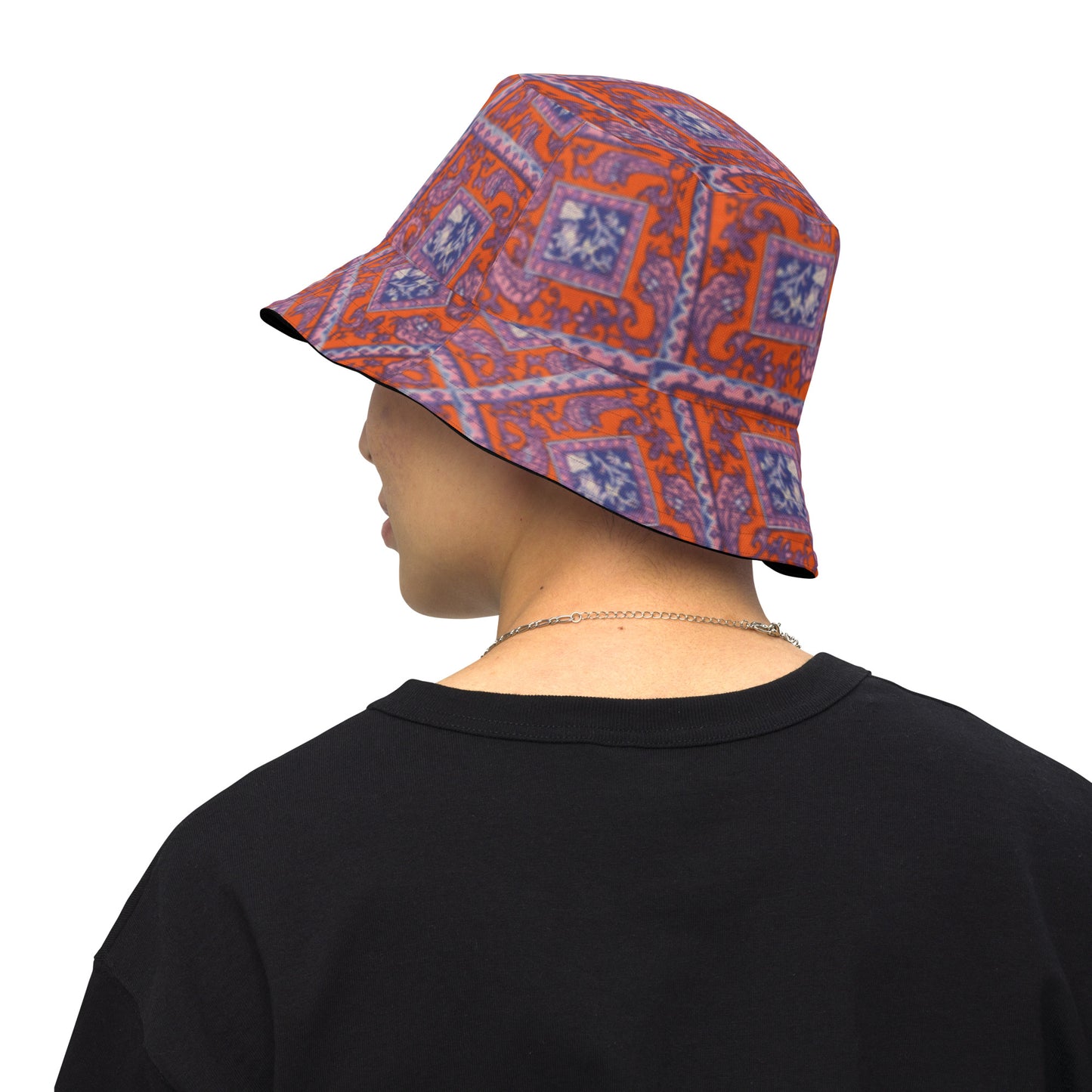 Orange Paisley Reversible bucket hat