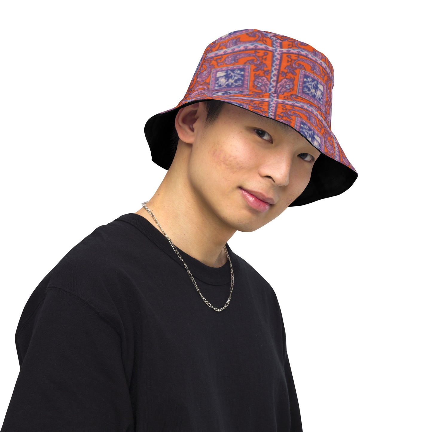 Orange Paisley Reversible bucket hat