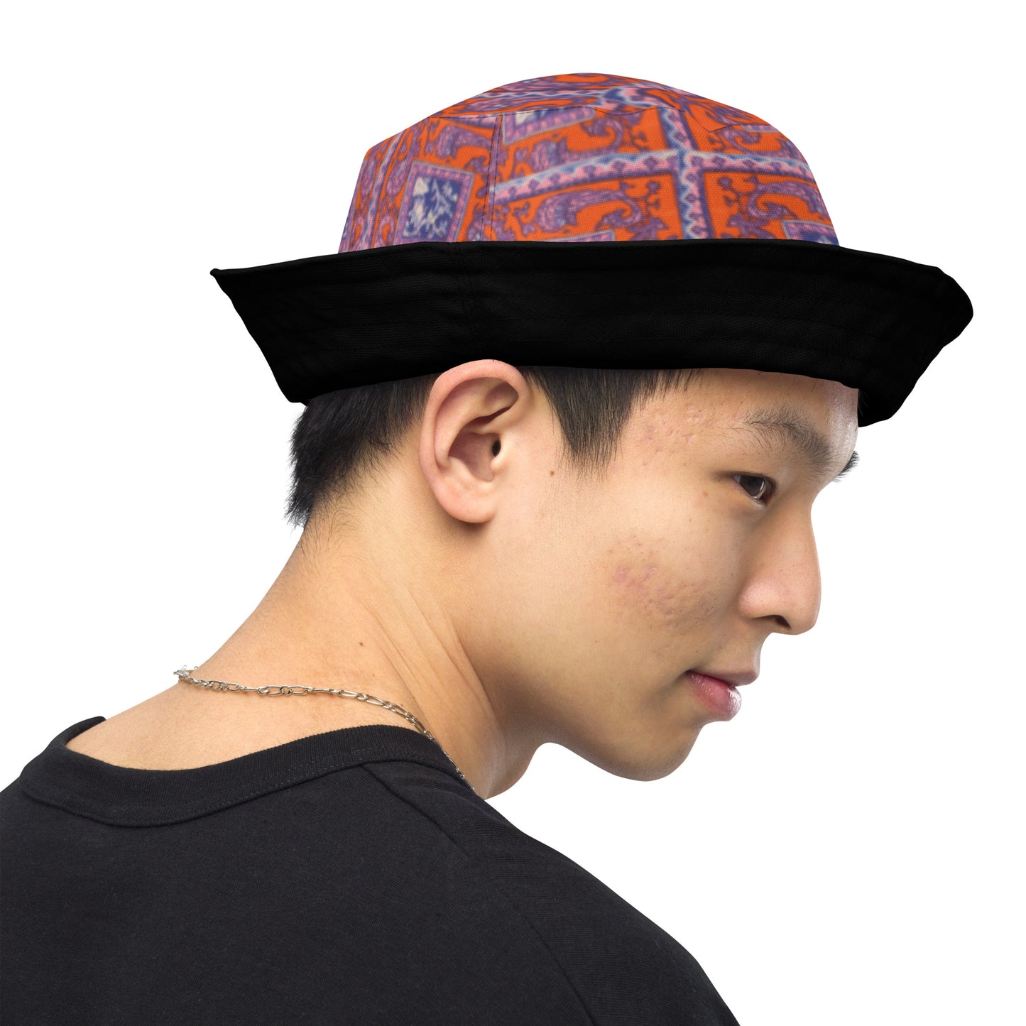 Orange Paisley Reversible bucket hat