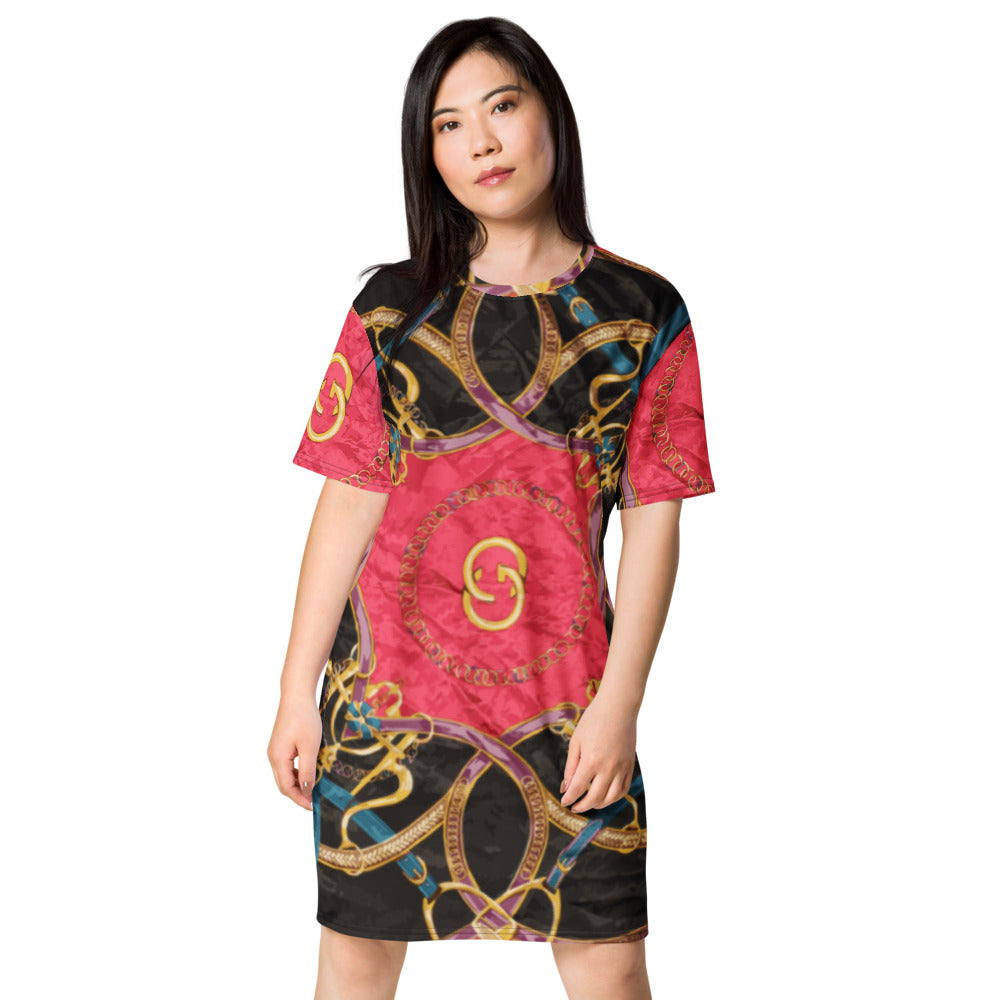 Pink Equestrian Scarf Print T-Shirt Dress - Wray Sports